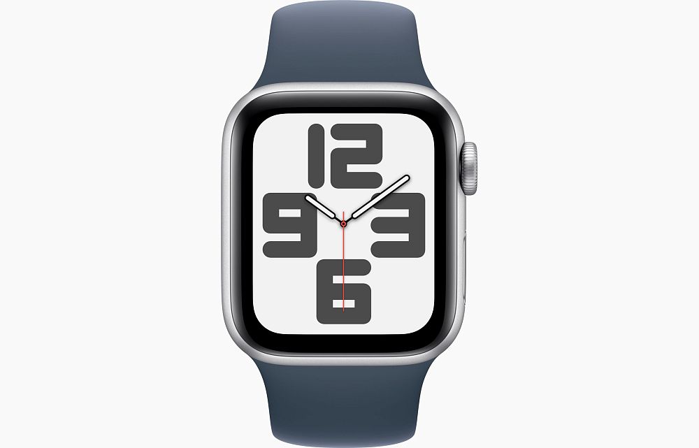 Apple Watch SE Gen 2 40mm (GPS) Silver Aluminum Case with Storm Blue Sport Band (M/L) (MRE23)