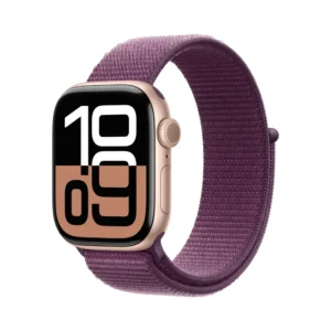 Apple Watch Series 10 46mm Rose Gold Aluminum Case with Plum Sport Loop (M/L)